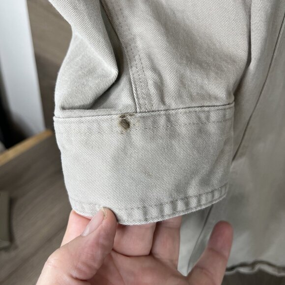 Wrangler Riggs Workwear Button Down Shirt Mens Lg Button Up Pocket Taupe Khaki - Picture 8 of 11